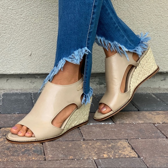 Cream Cut Out Espadrille Wedge Platform Sandal - Picture 5 of 8